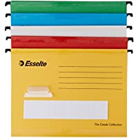 Esselte Carpeta colgante reforzada- Tamaño A4- Cartón kraft reciclado- Visor de plástico transparente- Colores surtidos…